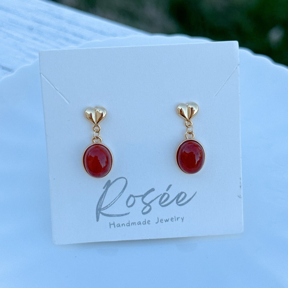 SGE19 S925 Stamped Natural Nanhong Agate Dangling Earrings